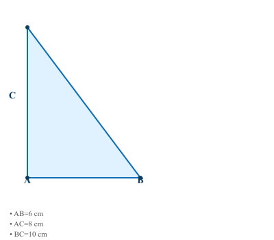 Kenarları 6, 8, 10 cm olan dik üçgen