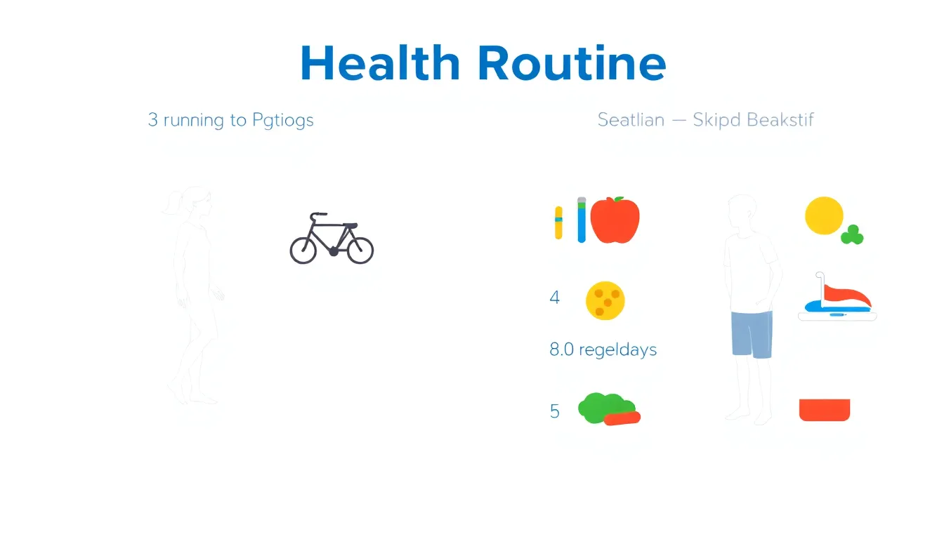 Create a clean, minimal educational infographic comparing two student weekly health routines. Left side: girl icon with 3 running and 2 cycling icons, 8h sleep icon, regular meals and vegetables. Righ
