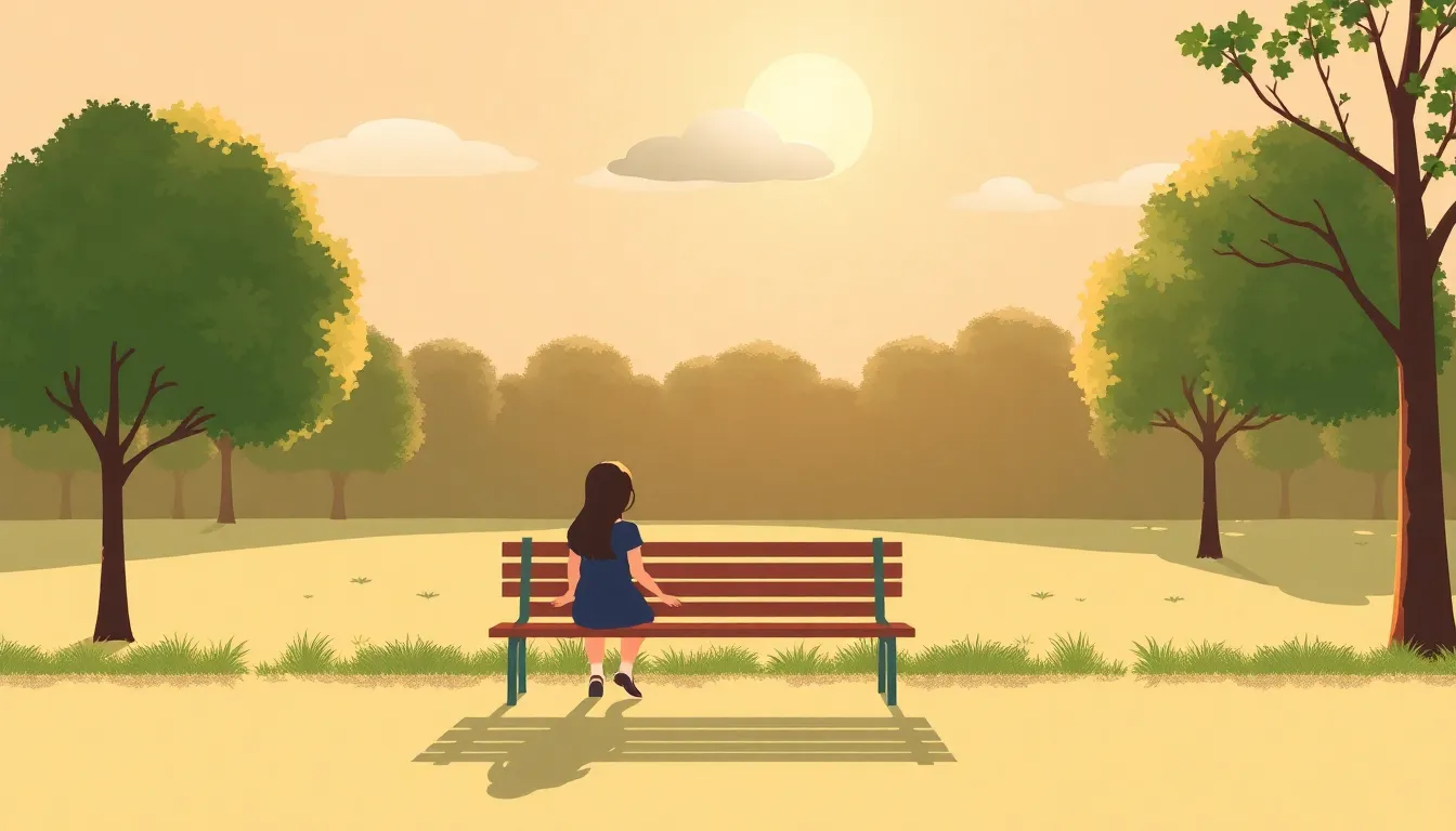A clean educational diagram showing a park scene with Didem and Elif sitting on a bench. Above, the sun is partially covered by a thin translucent cloud casting a faint shadow on the ground, then a th