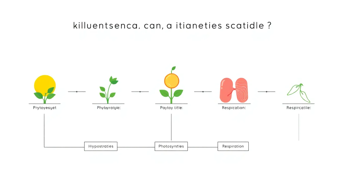 A clean educational diagram for a science question on energy transformations: three students testing hypotheses about photosynthesis and respiration. Minimal flowchart style, light background