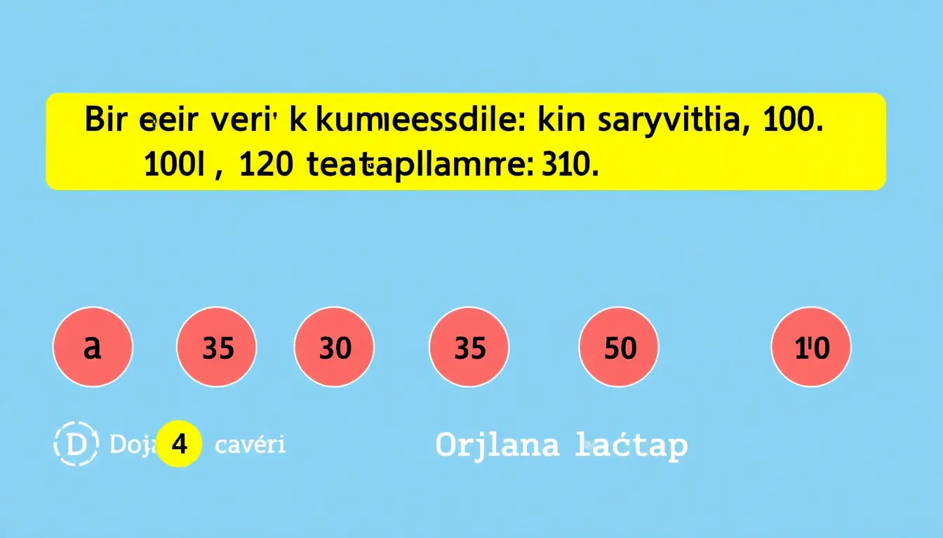 Bir veri kümesindeki sayıların toplamı 100, toplamda 20 eleman var. Ortalama kaçtır? Şıklar: A)2 B)4 C)5 D)10. Doğru cevap C.