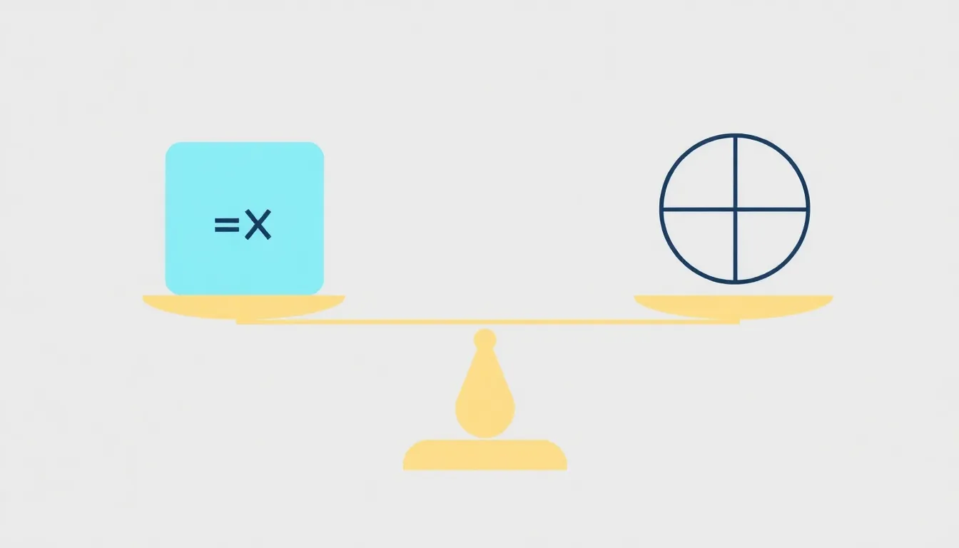 A clean educational infographic showing a balanced scale or equation balance. On one side, a square root symbol with a small "x" inside plus three blocks numbered 3. On the other side, a frac