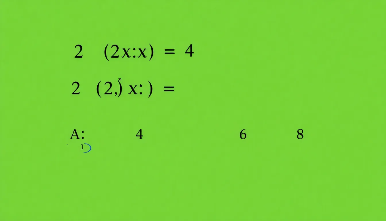 2√(2x) = 4 eşitliği verilmiş, x değerini bulma sorusu, şıklar A)2 B)4 C)6 D)8, doğru cevap B.
