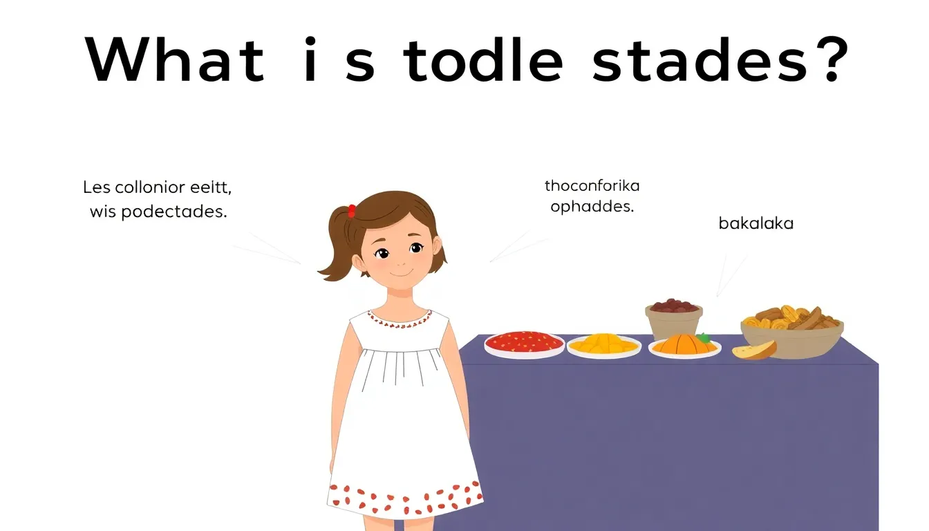 A minimalist educational infographic for a middle school social studies question. A young girl stands next to a display table with regional foods like kebabs and baklava. Speech bubbles show cultural