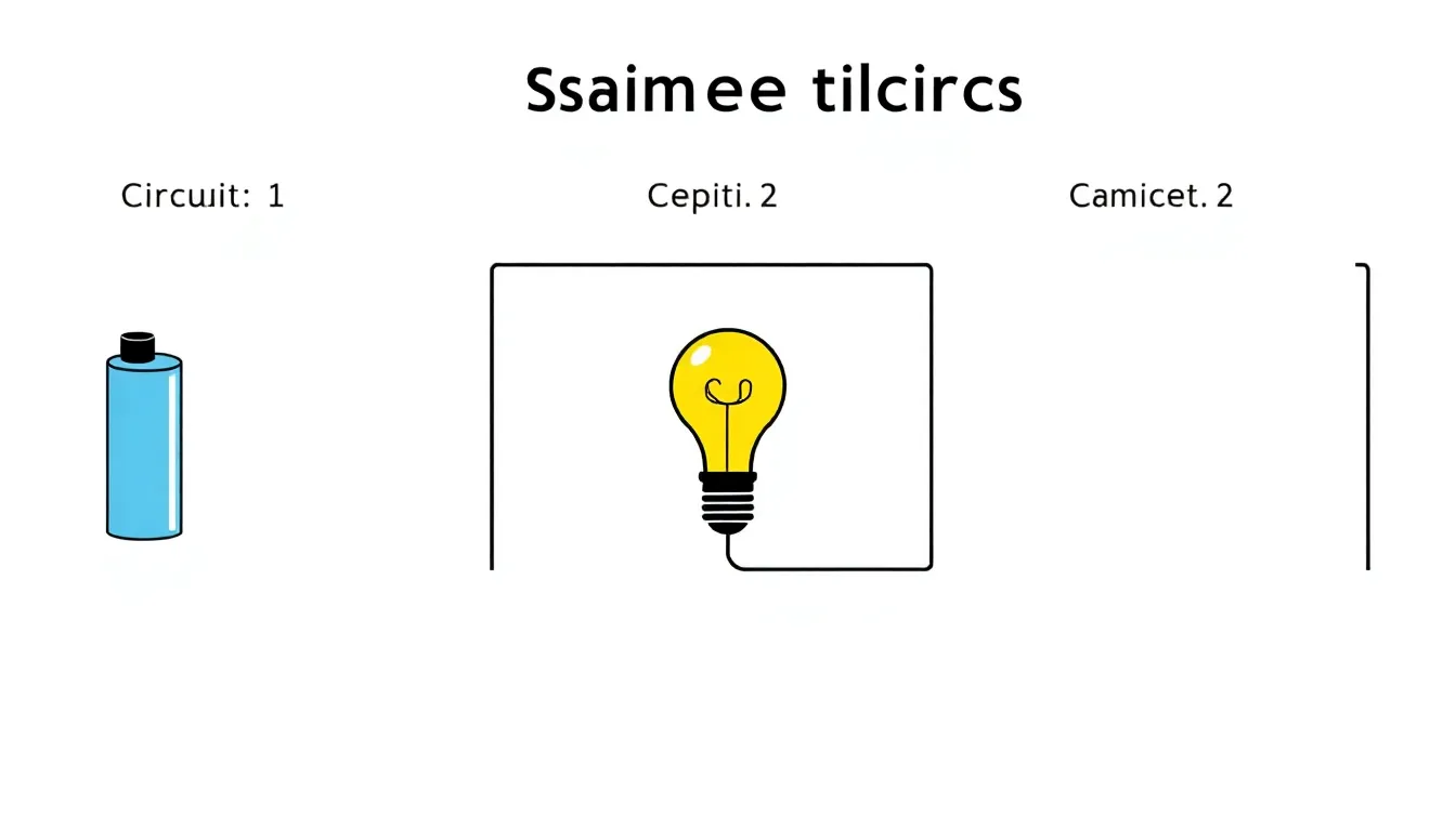 A clean educational infographic comparing three simple electrical circuits on a white background. Circuit 1: one battery connected in series to one light bulb. Circuit 2: one battery connected in seri