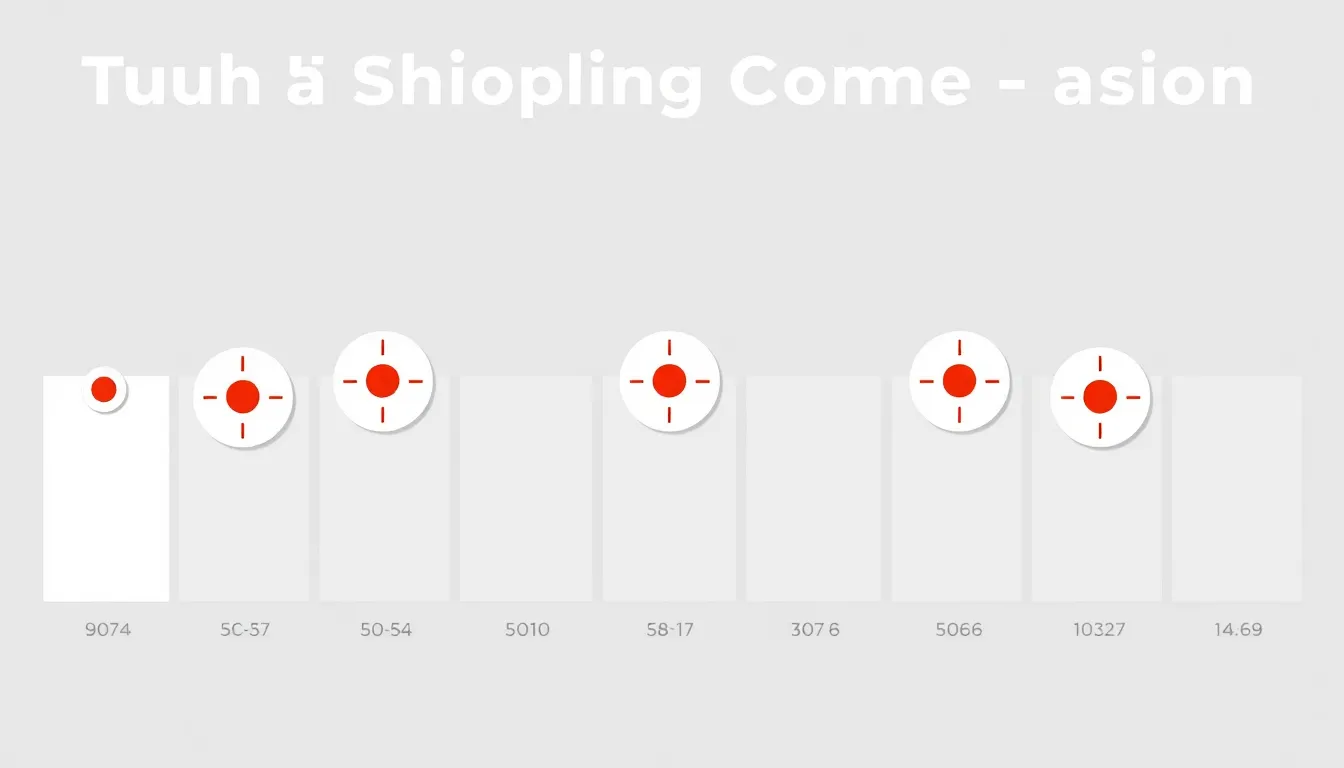 A minimal educational infographic for a youth shooting competition. Seven blank target icons arranged in a clean horizontal bar chart layout. Light gray bar lengths vary, corresponding to sco