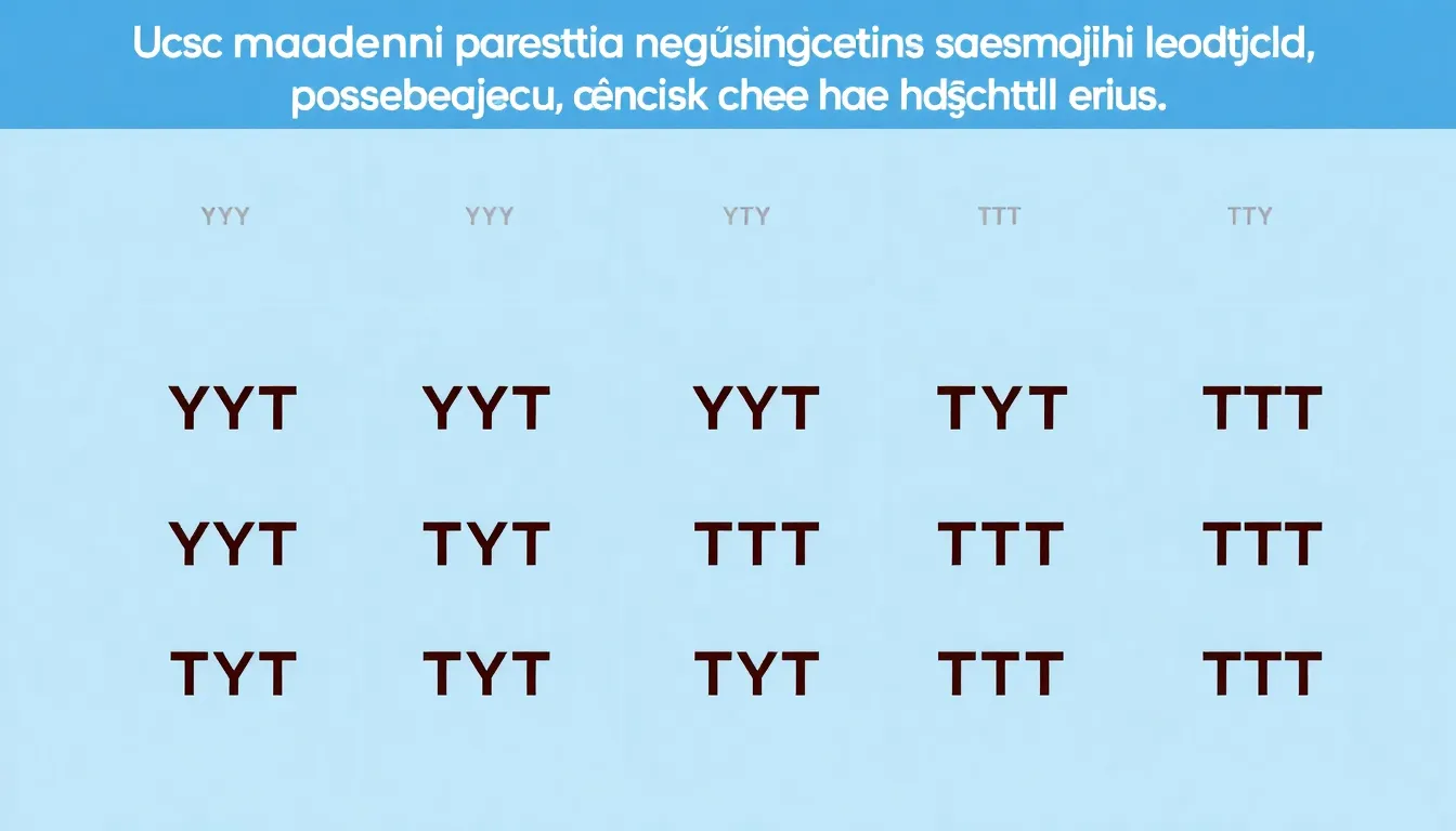 Üç madeni paranın aynı anda atılması sonucu oluşabilecek 8 durumun (YYY, YYT, YTY, YTT, TYY, TYT, TTY, TTT) gösterildiği bir olasılık tablosu. En az bir tura gelme durumları 7/8 olarak işaretlenmiş.