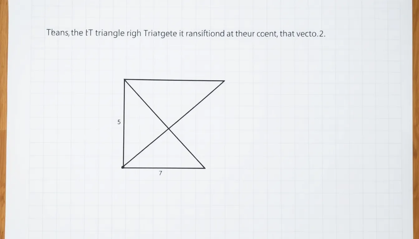 A clean educational diagram showing a right triangle with vertices at (0,0), (3,0), and (0,4) on a light grid. The triangle is translated by vector (5,2), showing the new congruent triangle. The two t